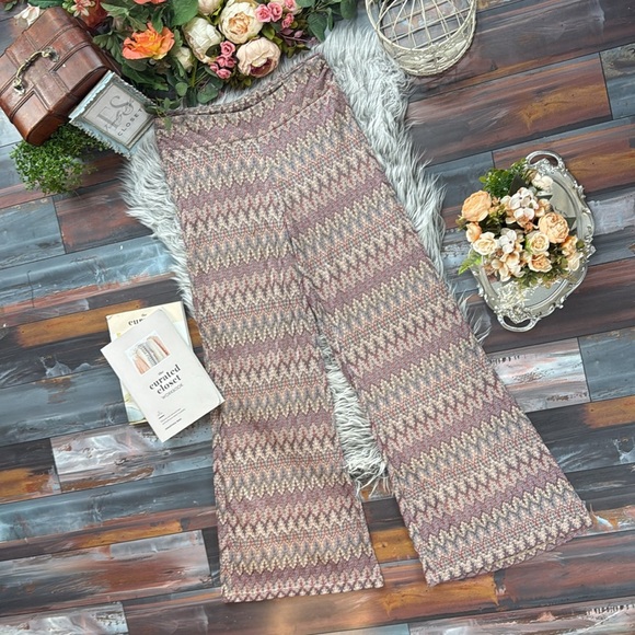 Camille & Co. Chic Zigzag Crochet Knit Patterned wide legged Pants - Picture 4 of 8